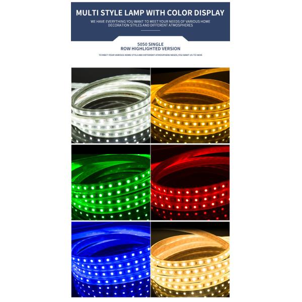 220V Living Room LED Strip Lamp Decorative Ceiling 3 Color Dimming 120 beads