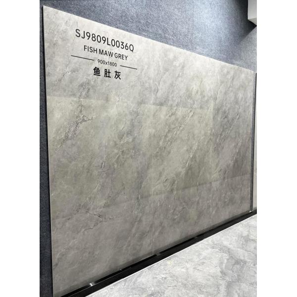 Gray Polished Glazed Porcelain Tile 900x1800mm Non-Slip Floor Wall