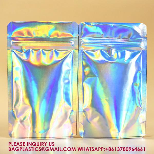 Resealable Stand Up Pouches For Long Term Storage Holographic Design Sealable Packaging