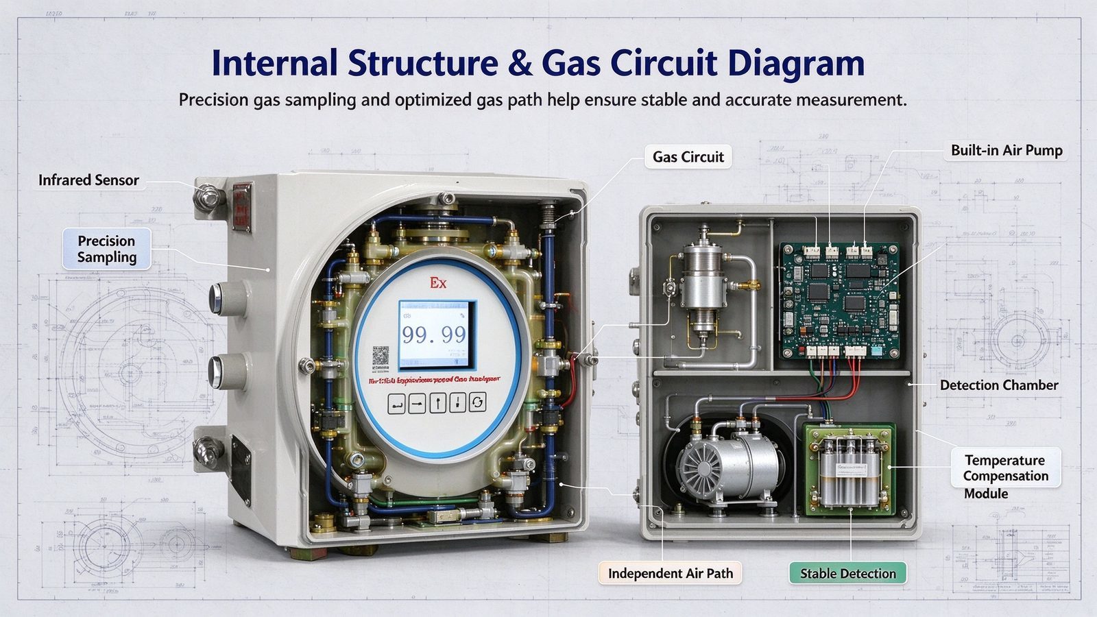 Explosion Proof NDIR Infrared Gas Analyzer CH4 CO CO2 SF6 SO2 CnHm NH3 Gas Detector