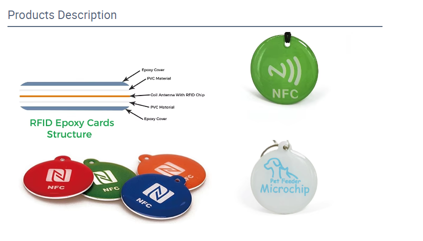 Custom 13.56MHz Programmable NTAG213 Smart Epoxy Keyfob Tags RFID Tag NFC Keychain