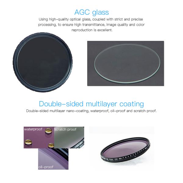 Adjutable Variable ND Filter HD MRC ND2-ND400 37mm To 95mm Caliber 18g