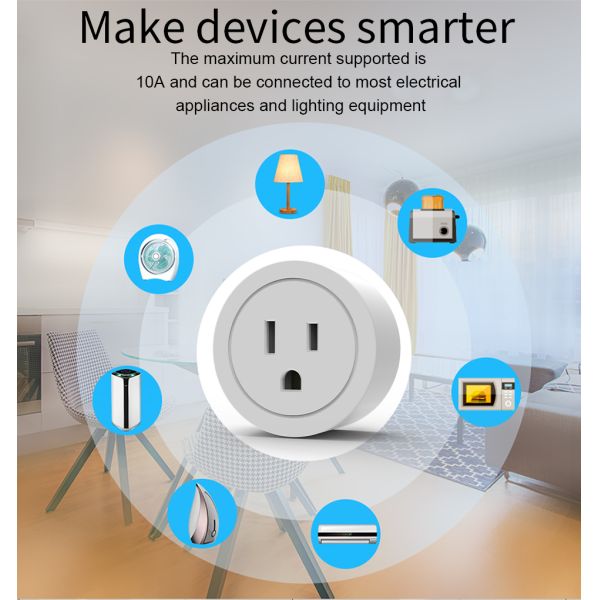 Compact Round Smart Plug with Energy Monitor and Alexa Voice Control for Smart Home Automation