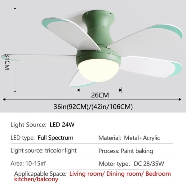 Control Low Floor Household Fan lamp colorful Children Room Ceiling Fan Light(WH-VLL-33)