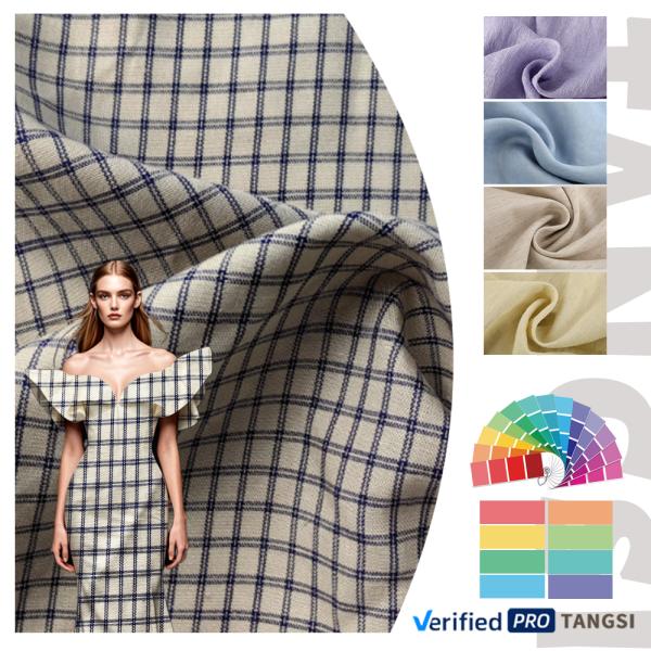 French Eco-friendly Flax Fabrics Check Yarn Dyed 60% Linen 40% Cotton Fabric for Shirt and Clothing