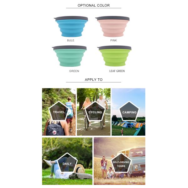 Облегченный складной складный шар силикона 750ML с крышкой