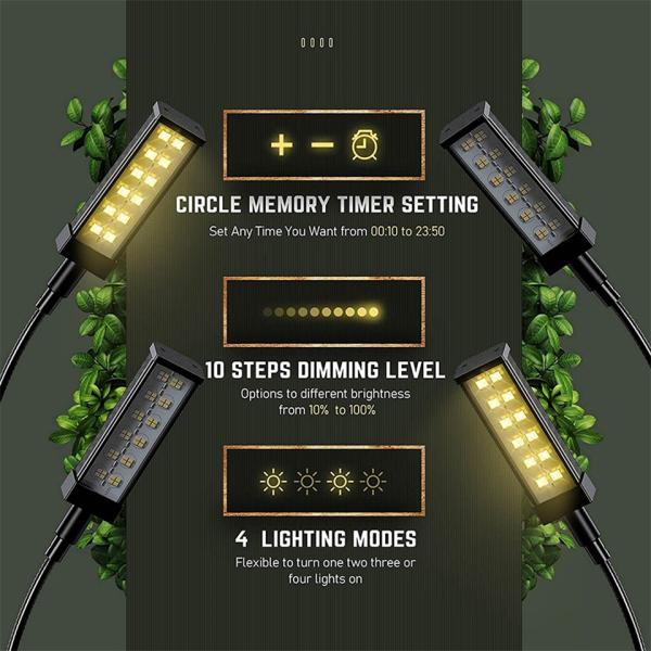 4 Head Gooseneck LED Plant Grow Light Garden Lighting LED Grow Light 18W Full Spectrum Phyto Lamp