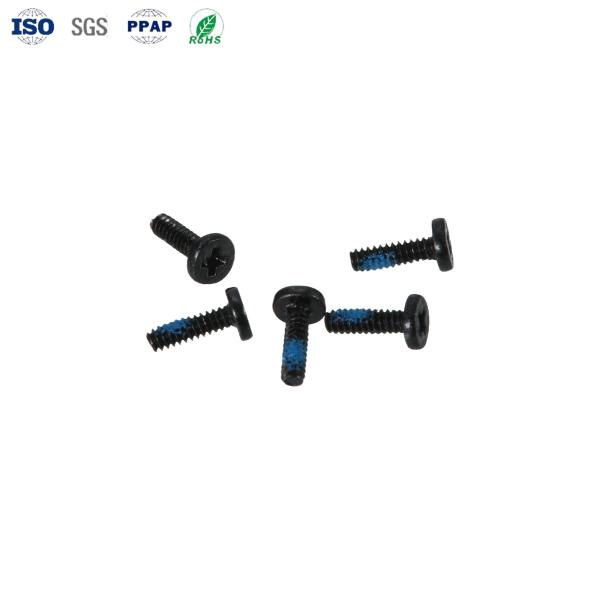 Customization Carbon Steel Plated Black Nickel Cross Flat Head Nylok Screws with ANSI Standard