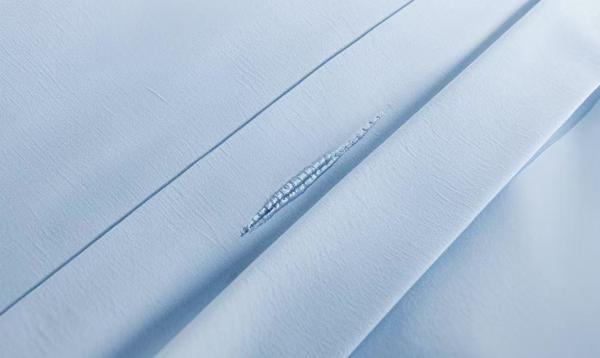 Seersucker Cotton Recycled Polyester Duvet Set Sustainable Light Blue Duvet Cover King