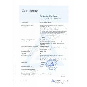 Guizhou Aerospace Wujiang Electro-mechanical Equipment Co.,Ltd Сертификации