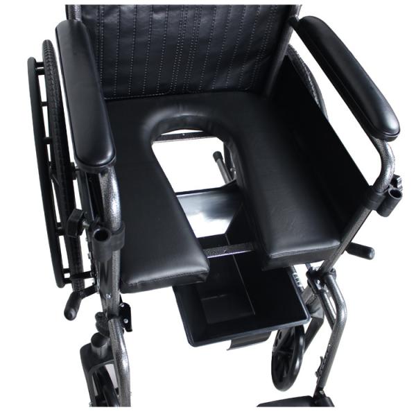 W365 New Good Design Commode Manual Wheelchair Rehabilitation Therapy Supplies Plastic 8 Front 24 Inches Rear Steel Bla