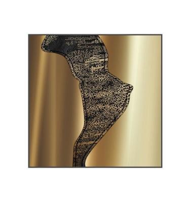 Custom Golden Premium Square Wall Art Hotel Entryway Metal Decor Painting Mural