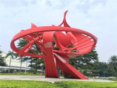 Abstract Flame Large Metal Garden Ornaments , Red Spray Painted Outside Garden Statues