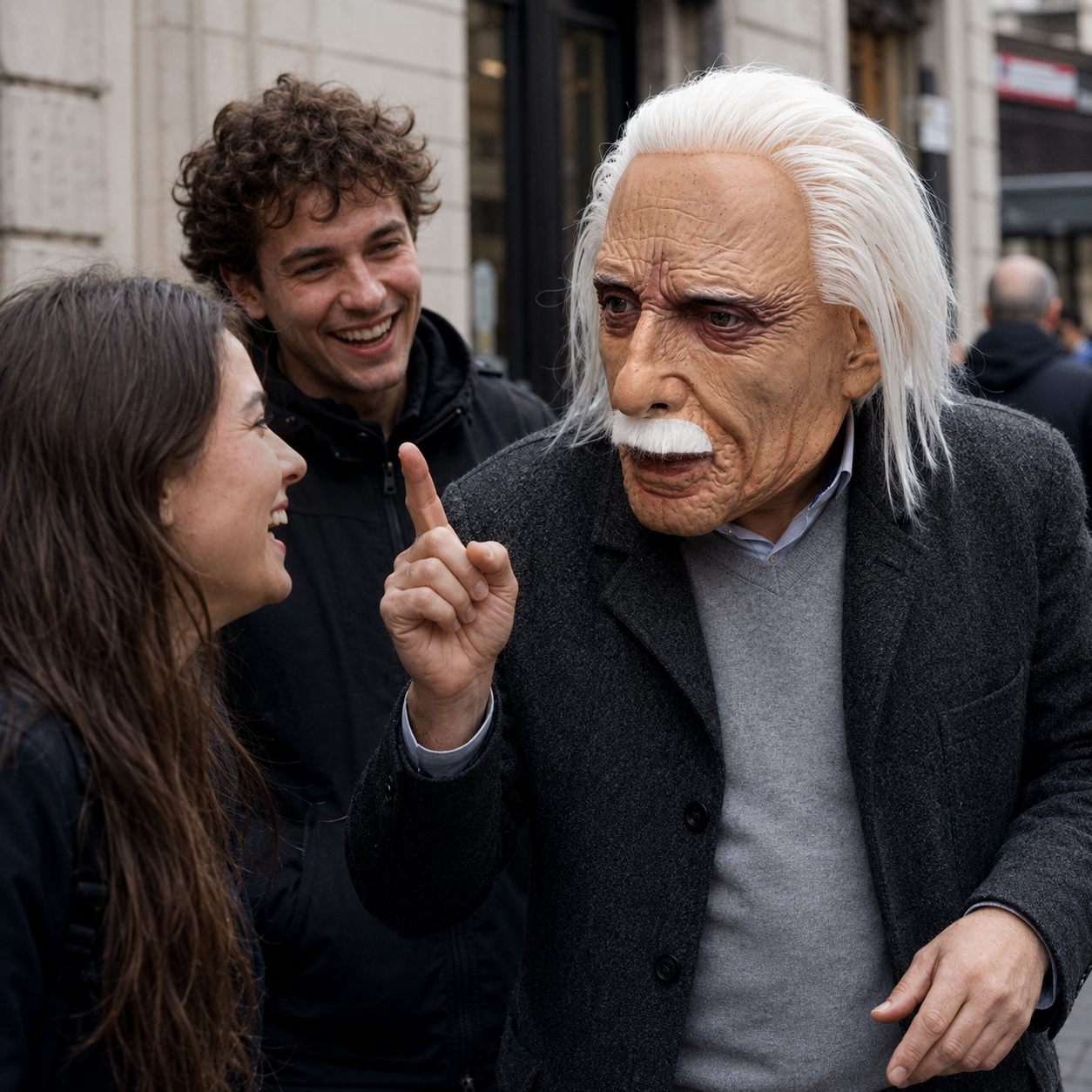 Short White Hair Old Man Latex Full Head Mask with White Mustache, Realistic Wrinkles, Detailed Skin Texture, Visible Eye Openings for Halloween Party Cosplay Costume