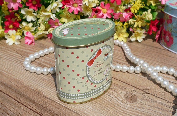 SGS Red Chocolate Tea Oval Tin Box Custom Logo Printing 110 * 74 * 190 mm
