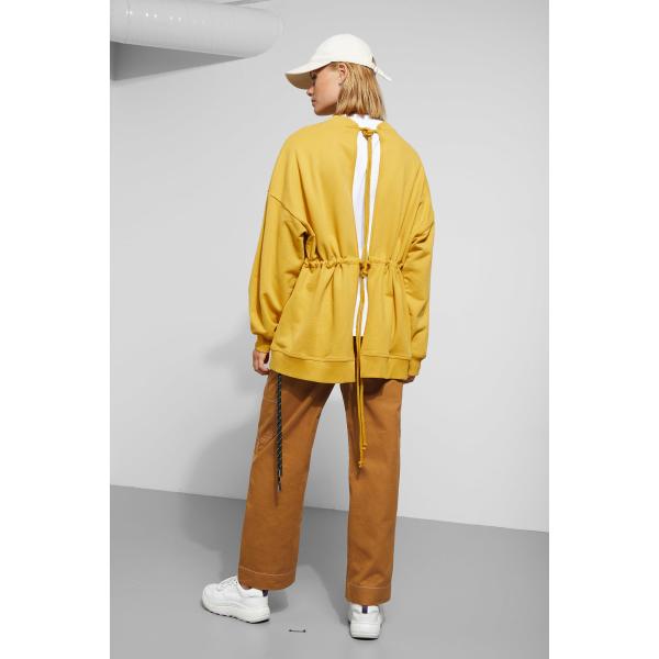 Fall Clothing Women Open Back Crewneck Blanket Sweatshirt