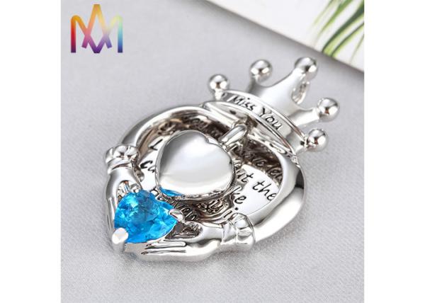 43G Crown Engraved Urn Necklace Charms For Loved Animals
