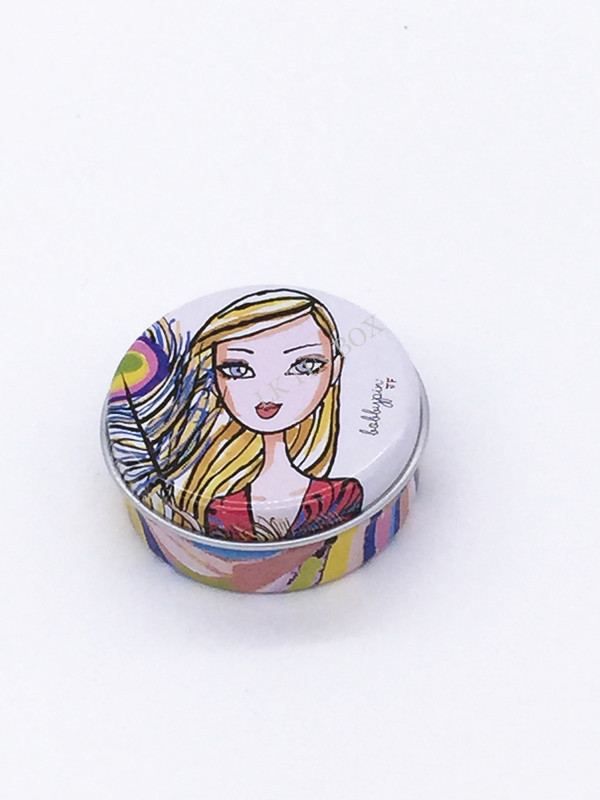 Customized Round Lipbalm Containers D48x18 mm Blue Purple Color On Lid
