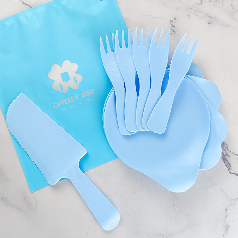 Disposable Plastic Cake Cutlery Set Party Used Birthday Suit with Knife and Fork Set