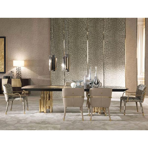 Italian Modern Stainless Steel Deluxe Dining Table With Turntable