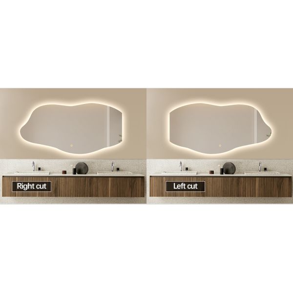 Dimming Customizable Backlit Vanity Mirror Wave Edge Wall-Mounted LED Bathroom Mirror with Anti-Fog