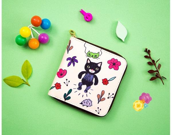 New square wallet lovely female multi-functional hand-painted animals
