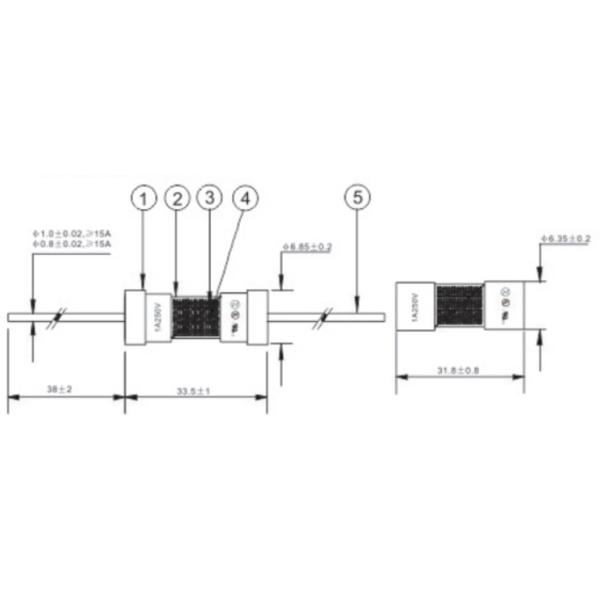 BMF1315 Быстродействующий керамический трубный предохранитель одноразовый 3.15А 250В/125В 6.35*32мм