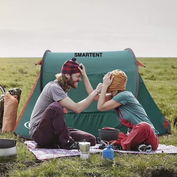 7.2FT*4.5FT*40Inch Easy Set Up 2 Person Blue Waterproof Polyester Pop Up Camping Tent With Ventilated Mesh Windows