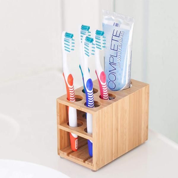 Органический устойчивый бамбуковый зубной щетки держатель зубной пасты стойка для ванной ванной хранения