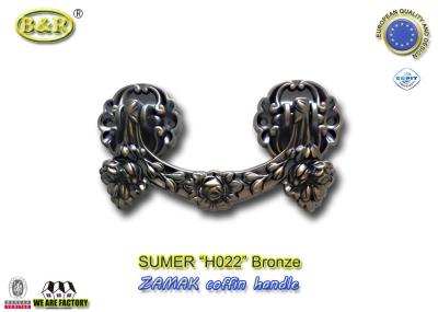 Tamanho liga de zinco lustrado alto 20.5*11.5cm do punho do caixão da cor de bronze do punho H022 do hardware do caixão do metal de Zamak