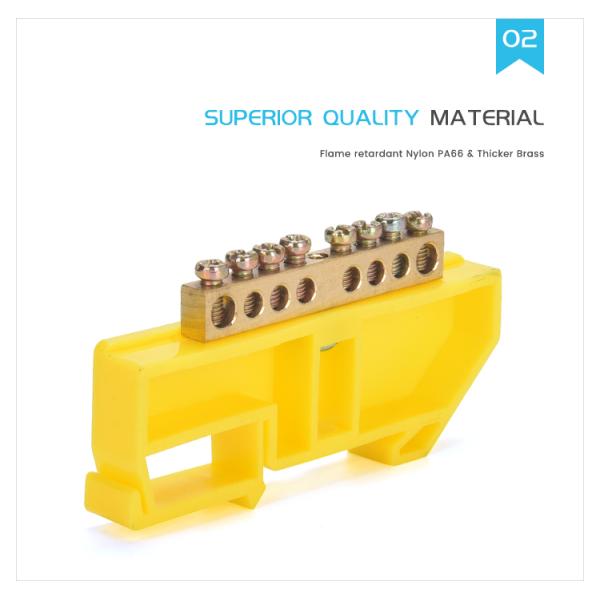 500V / блоки рельса Din желтого цвета шинопровода заземлительного зажима PE 17.5A терминальные