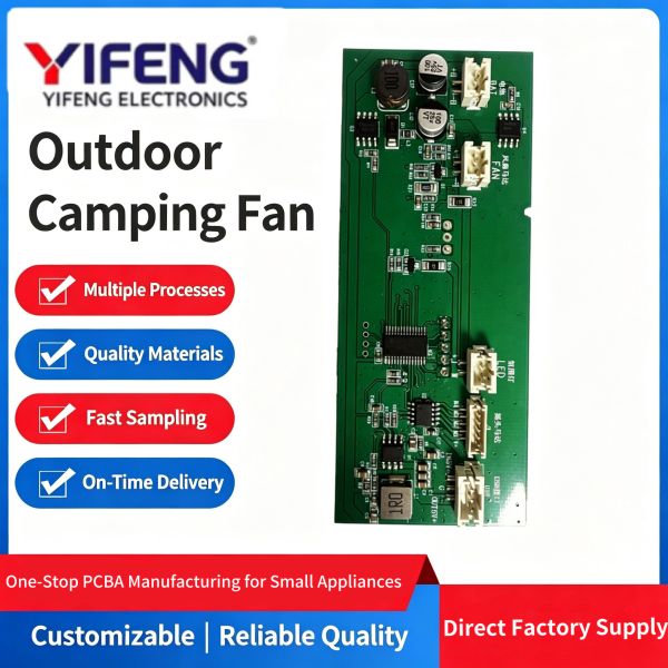 Outdoor Camping Fan PCBA Board with Digital Display, 100-Level Stepless Speed Regulation, and Automatic Left-Right Oscillation