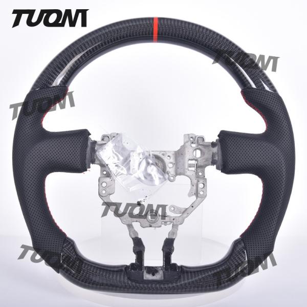 Modern Black Leather Carbon Fiber Toyota Steering Wheel Lightweight Flat Bottom Easy Install