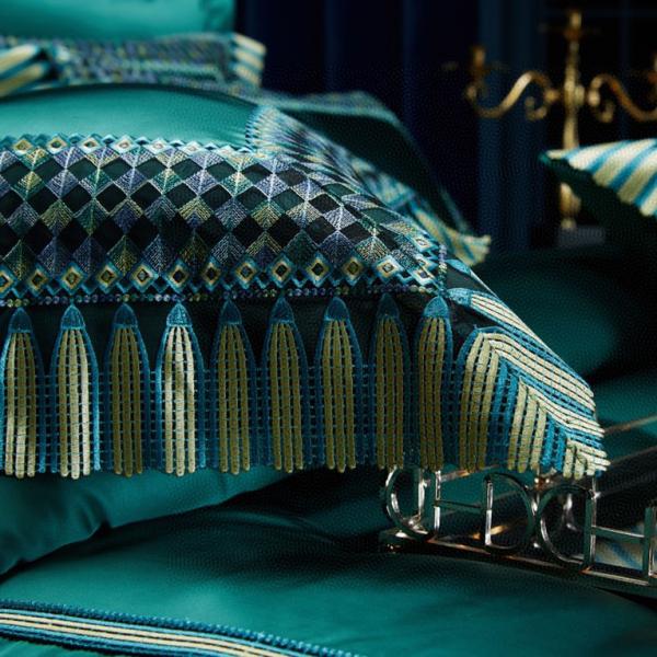 Light Luxury Green Silk Cotton Quilt Cover Lace Comforter Set Exquisite Craftsmanship