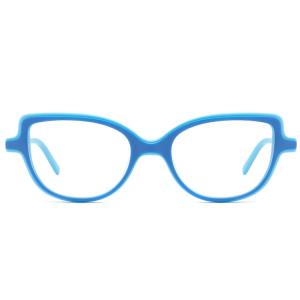 Os monóculos azuis moldam vidros de Cat Eye Shape Acetate Optical para crianças