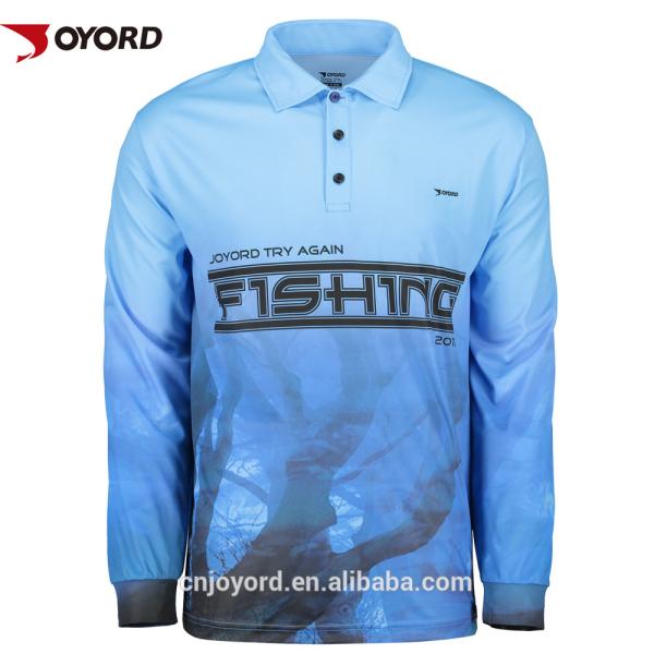 Multi - Functional Fabric Sublimated Fishing Jerseys 3D Cutting Breathable Blue Color