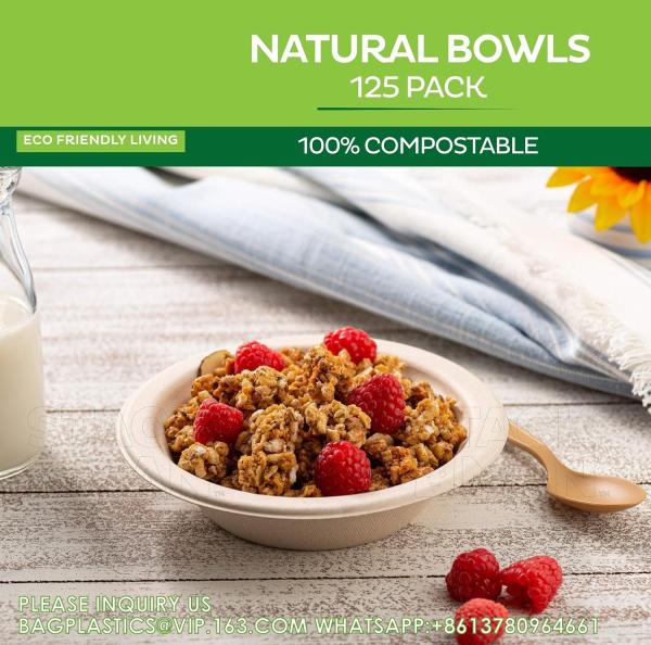 12 Oz Paper Bowls, Disposable Compostable Bowls, Biodegradable Soup Bowls Made Of Natural Bagasse, Eco-Friend