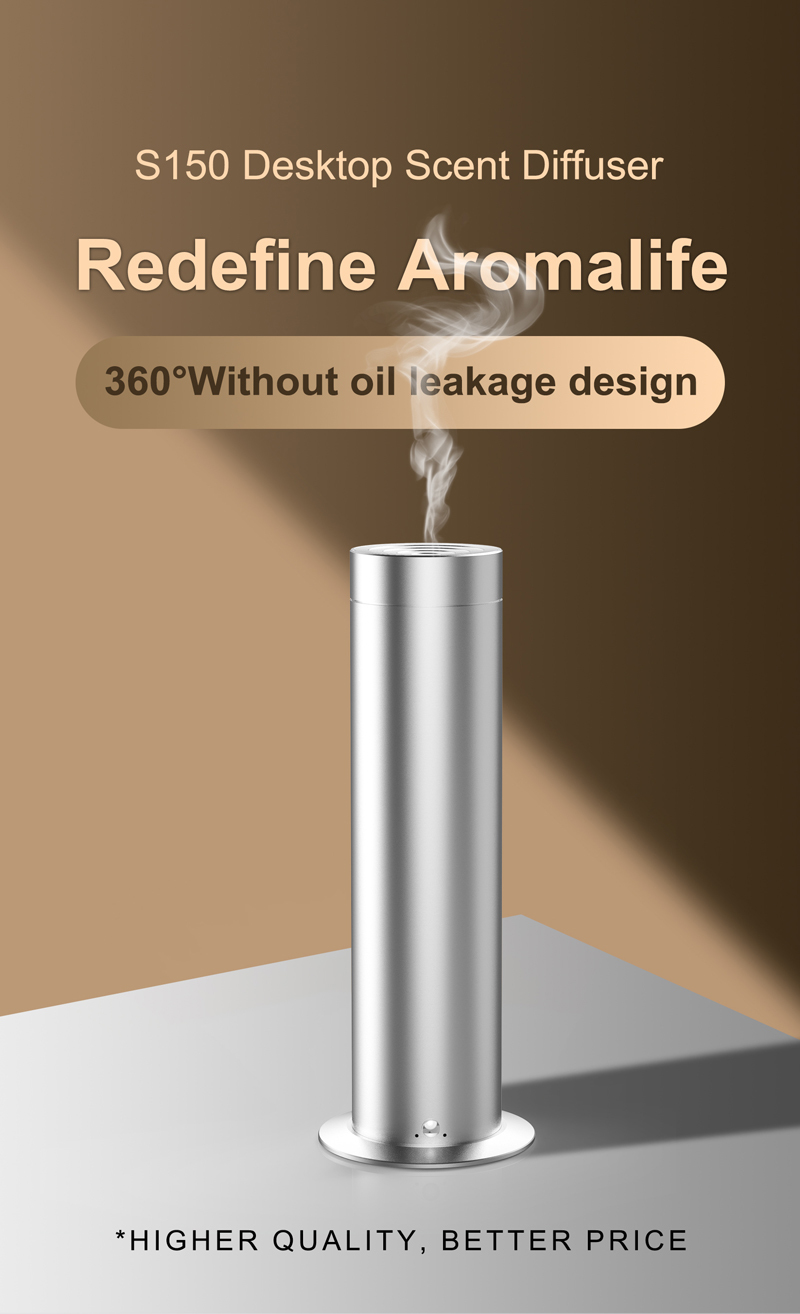 Desktop Aroma Diffuser Machine with 360° Without Oil Leakage Bluetooth Control and Aluminum Alloy Material