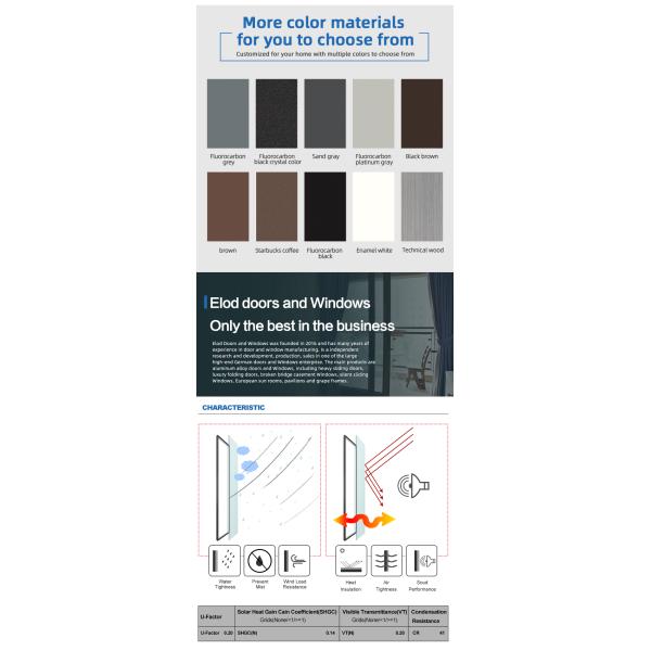 Isolamento acústico à prova de furacão Porta dobrável de vidro duplo de vidro de alumínio Patio Porta dobrável de vidro