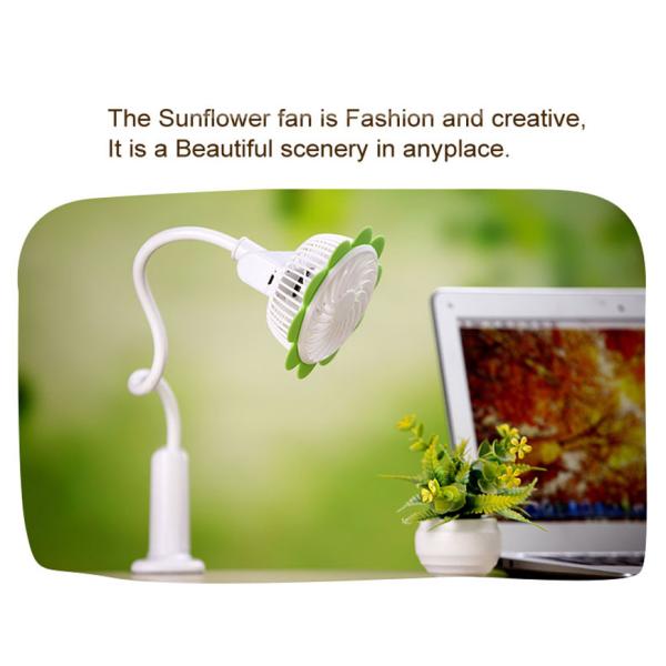 Sunflower clip fan Flexible tube clip rechargeable portable mini fan on clip