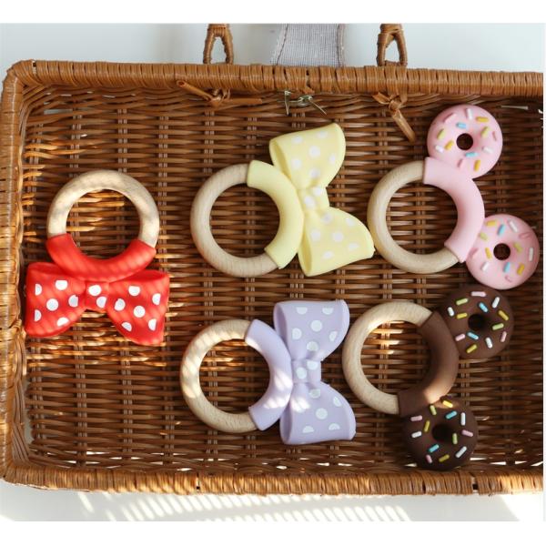 Силиконовый зубчатый кольцо пищевого качества, замораживаемый для дополнительного облегчения, образовательная игрушка для детей, силиконовый фруктовый зубчатый кольцо