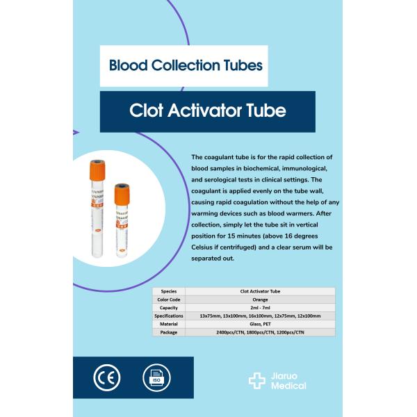Disposable Clot Activator Blood Collection Tube 2ml-7ml With Orange Cap