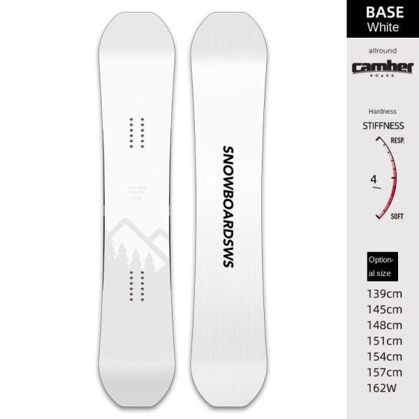 Autumn Customized Beginner Snowboards Adult Medium Hardness Camber Freestyle Snowboards All Mountain Resort Skiing White