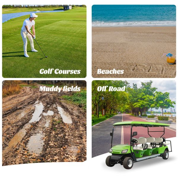 Véhicule utilitaire électrique de tourisme, 6+2 places, voiturette de golf avec suspension indépendante