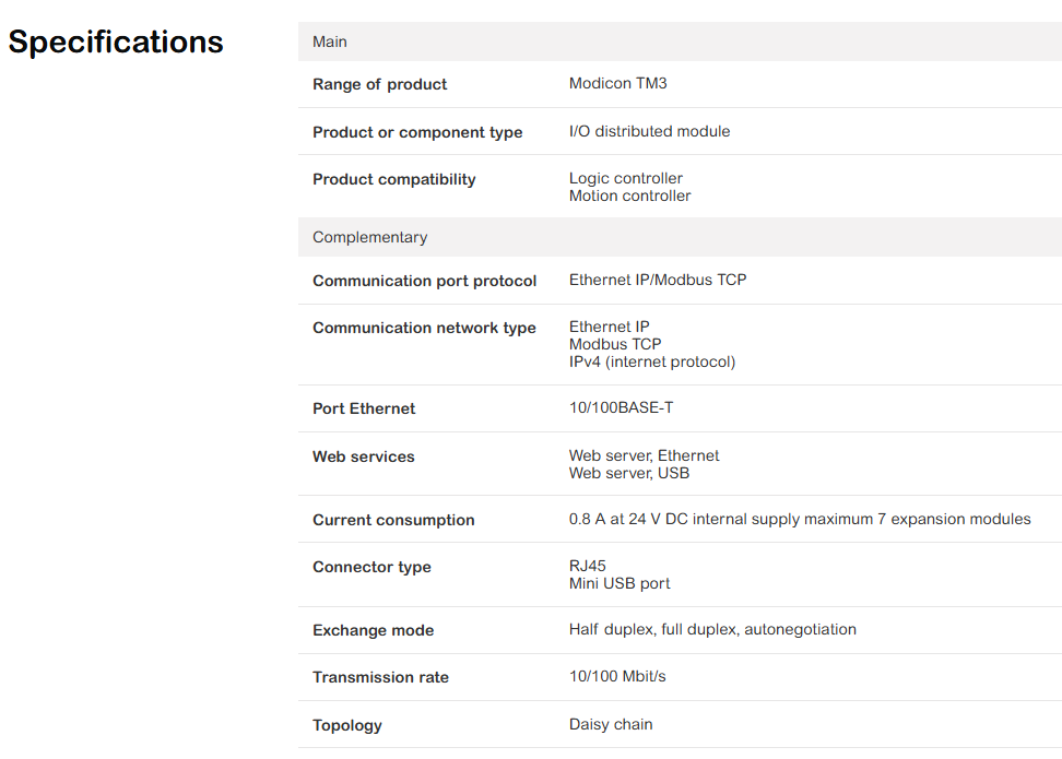 TM3BCEIP Schneider Distributed IO Module PLC Controller