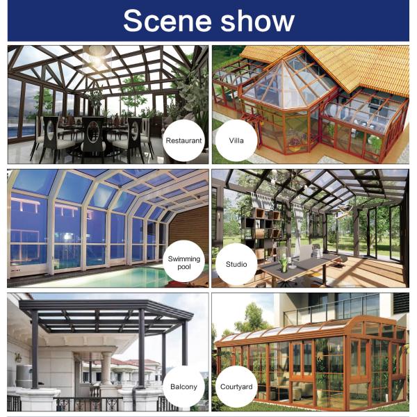 Heat Insulating Full Glass Sunroom Terrace Customized Size Ultraviolet Protection Aluminium Greenhouses With Toughened Glass