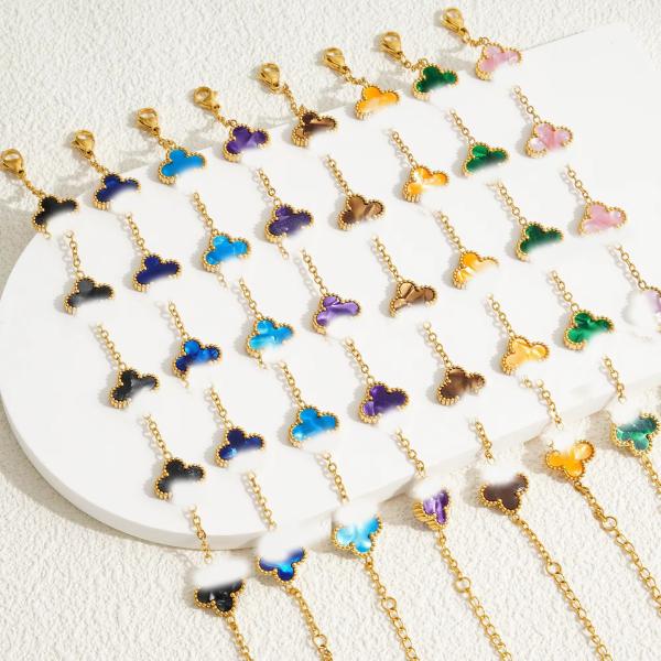 High Quality New Colors Clover Charm Bracelet Stainless Steel 18K Gold Multi Color Four Leaf Clover Bracelet