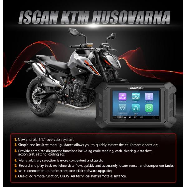 OBDSTAR iScan KTM/HUSQVARNA Intelligent Motorcycle Diagnostic Tool Portable Tablet