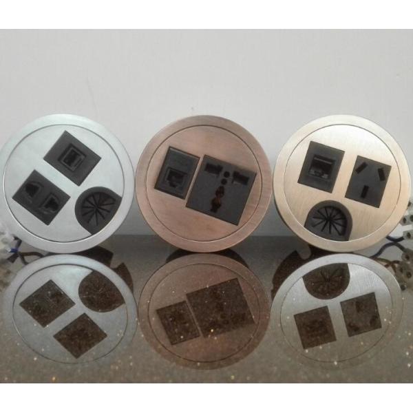 Round Conference Table Socket / Zinc Alloy Desktop Power Sockets