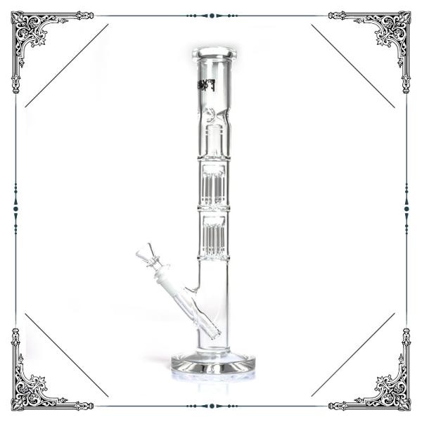 Double Six Arms tree Percolator Bongs 14'' Straight Tube Glass Smoking Water Pipe Bong